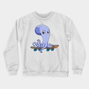 Octopus as Skater with Skateboard Crewneck Sweatshirt